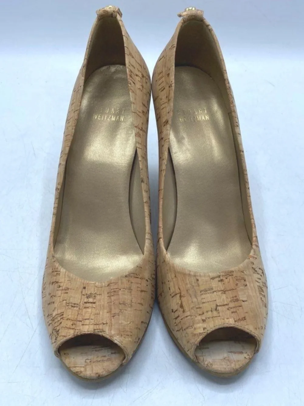 Stuart Weitzman Women's Size 10 M Cork Peep Toe Wedge Heels - Picture 2 of 10